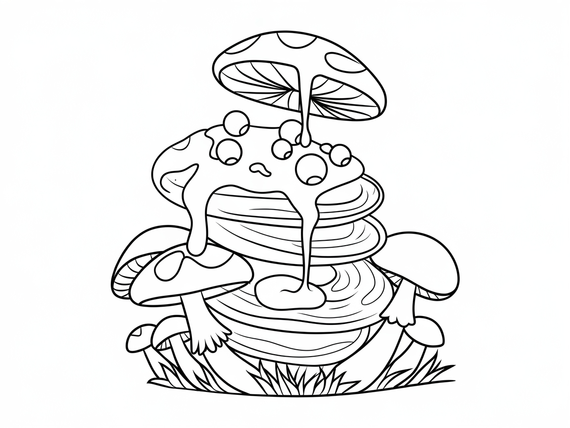 Delightful Stack of Mushrooms to Color