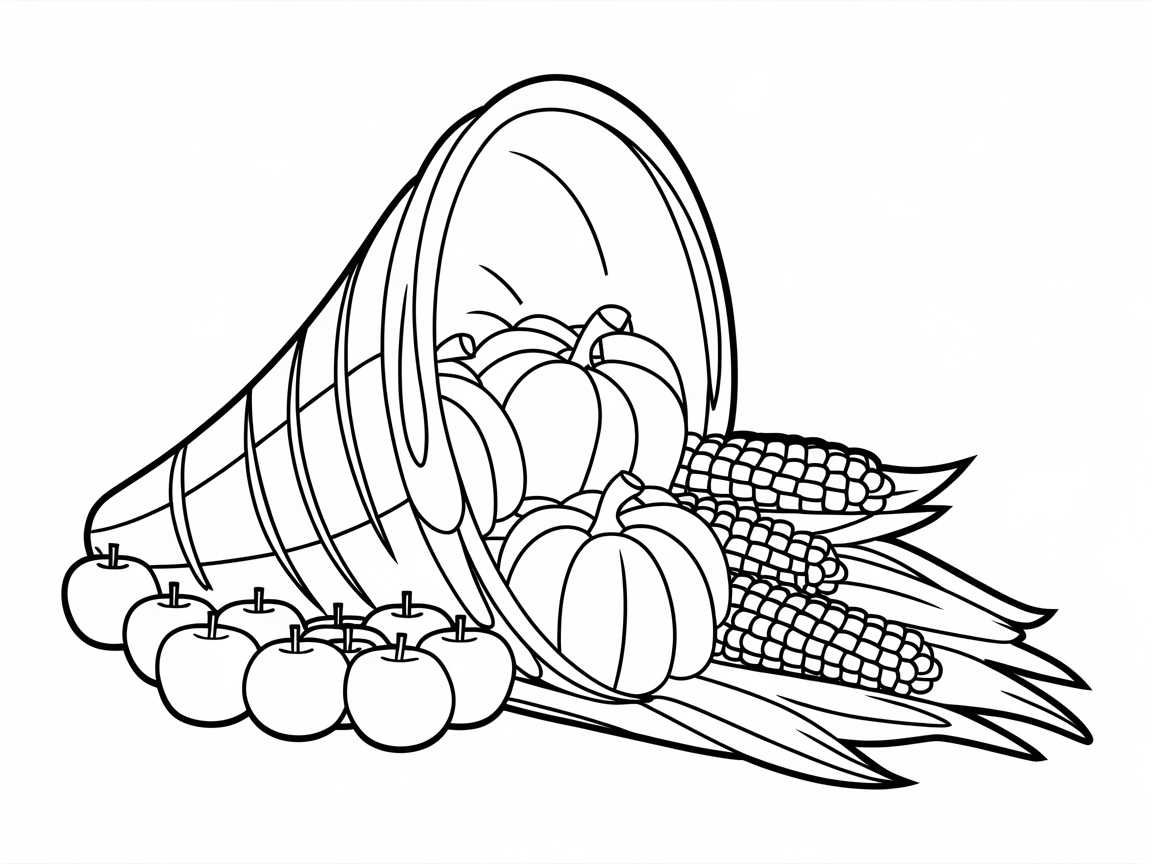 Color the Harvest with This Cornucopia Scene