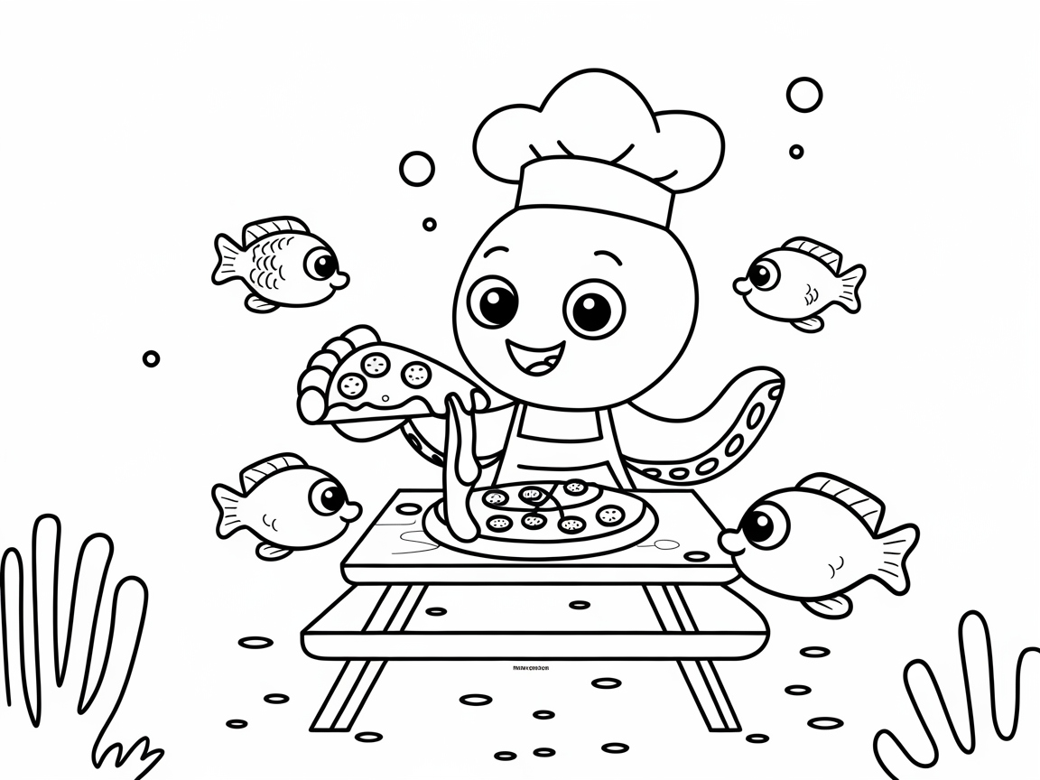 Underwater Adventure with a Pizza-Loving Octopus