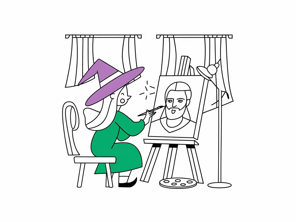 Artistic Witch in Her Enchanted Studio