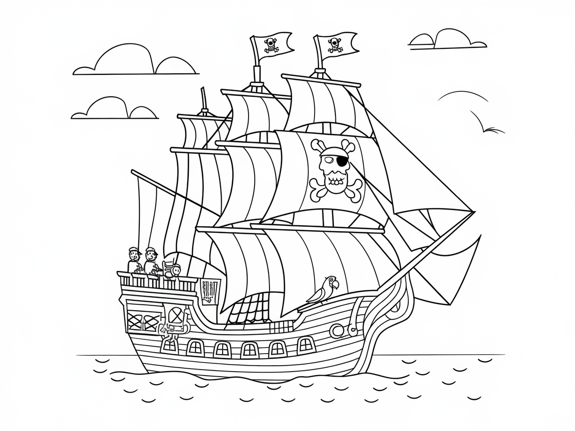 Set Sail with This Pirate Ship Coloring Adventure