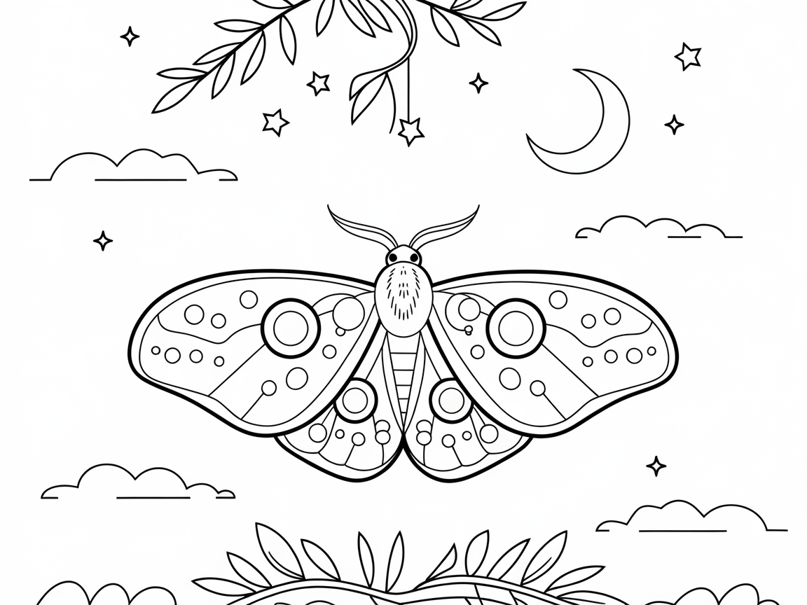Nighttime Moth in a Starry Sky