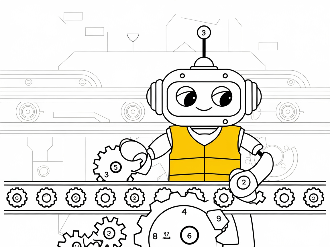 Rev Up Your Creativity With This Robot Assembly Line Coloring Page