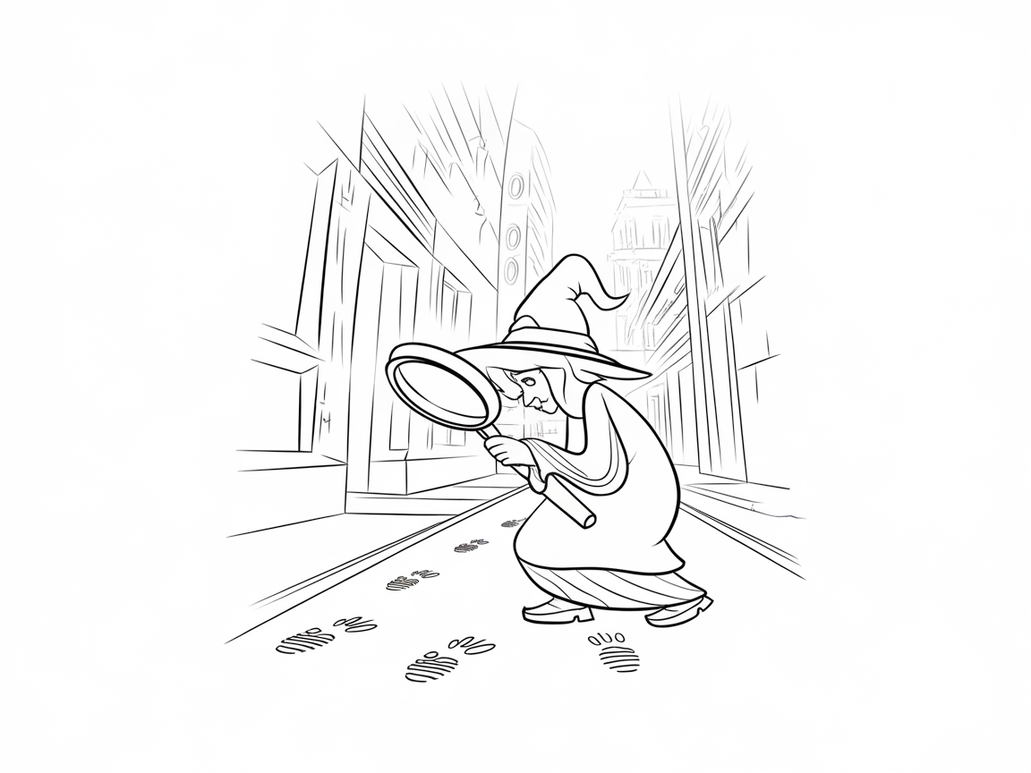 Detective Witch on a Mysterious Street Adventure