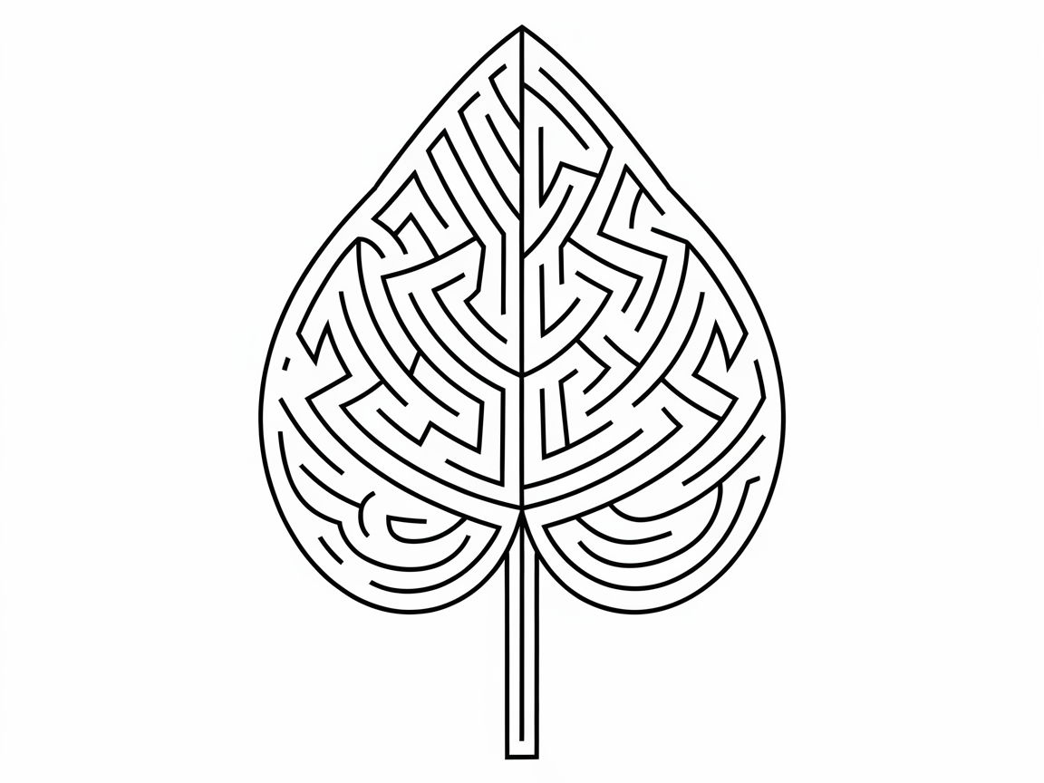 Navigate the Maze of This Intricate Leaf Design