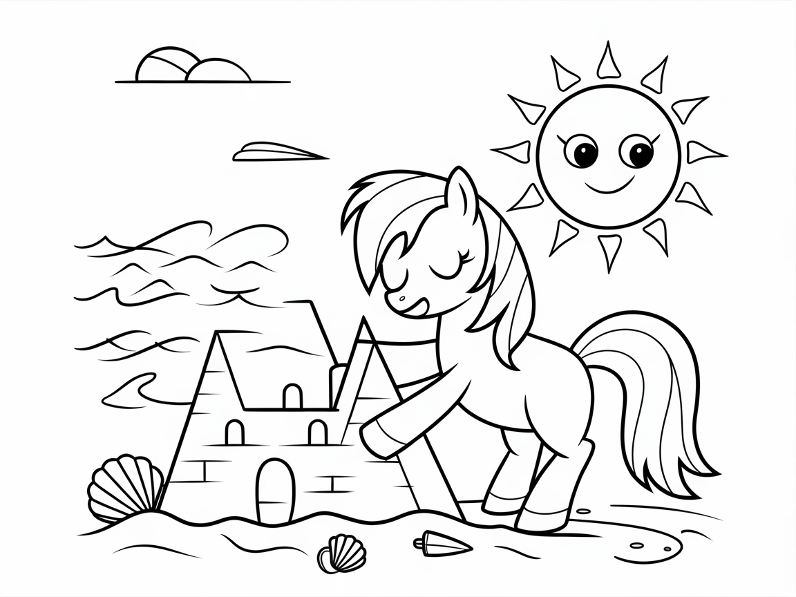 Sunny Day at the Beach with a Playful Pony