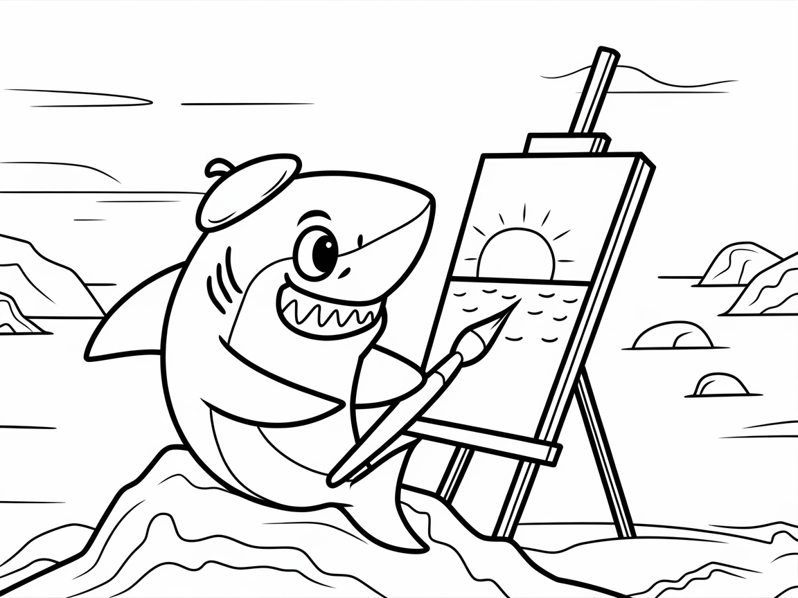 Unleash Creativity with This Artistic Shark Coloring Page