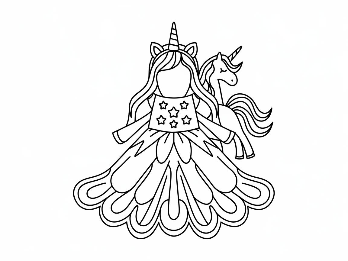 Embrace Enchantment with This Unicorn Dress Coloring Page