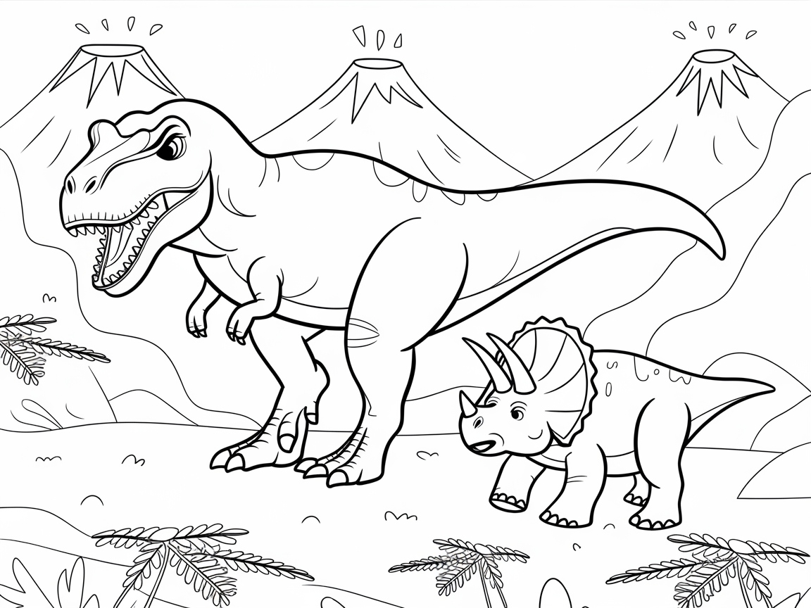 Roaring Dinosaur Duo in Prehistoric Adventure