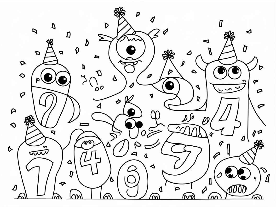 Join the Monster Party with This Fun Number Coloring Page