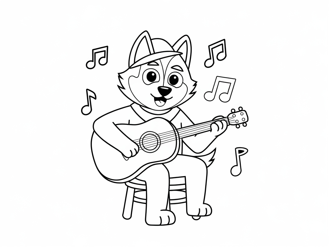 Musical Husky Strumming a Tune