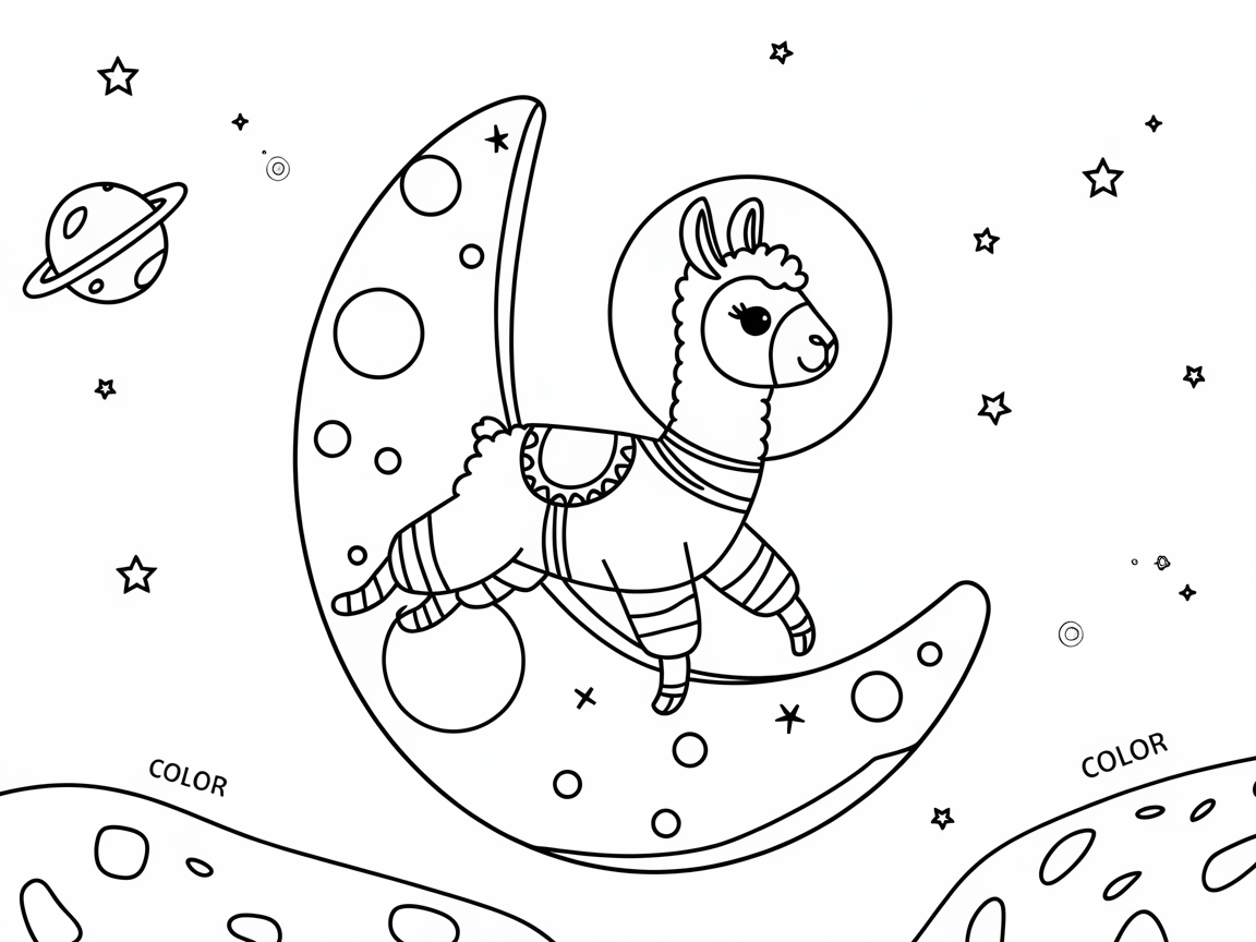 Lunar Llama Adventure: Color by Letter Fun