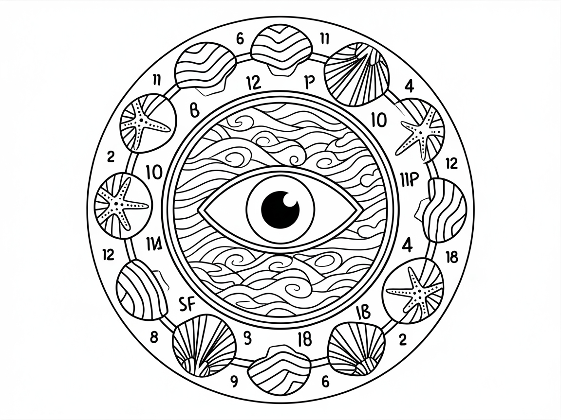 Explore Mystical Seashell Patterns with This Intriguing Coloring Page