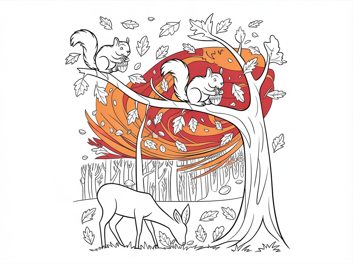 Frolicking Forest Creatures in Autumn Bliss