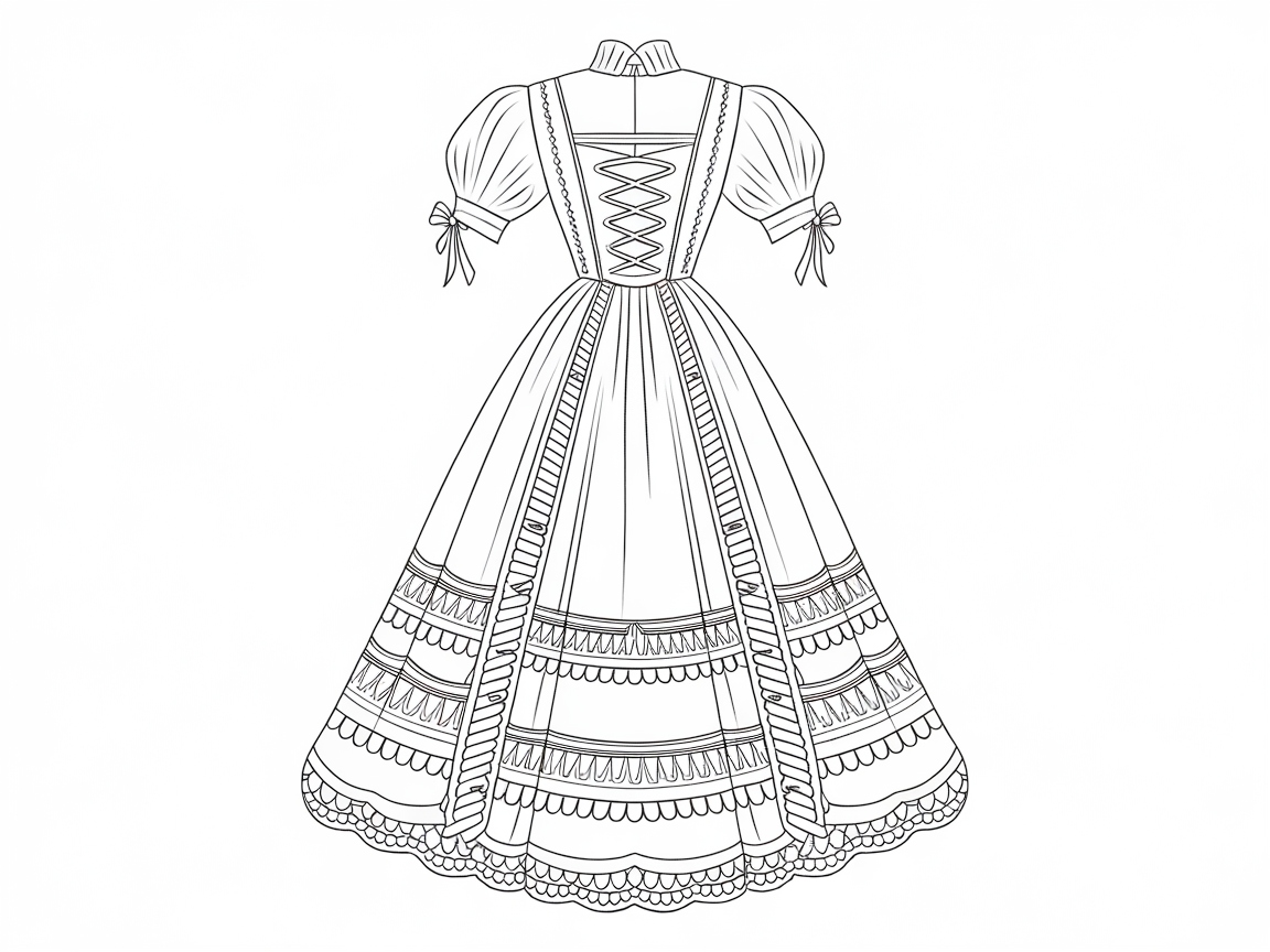 Get Creative with This Vintage Gown Coloring Page