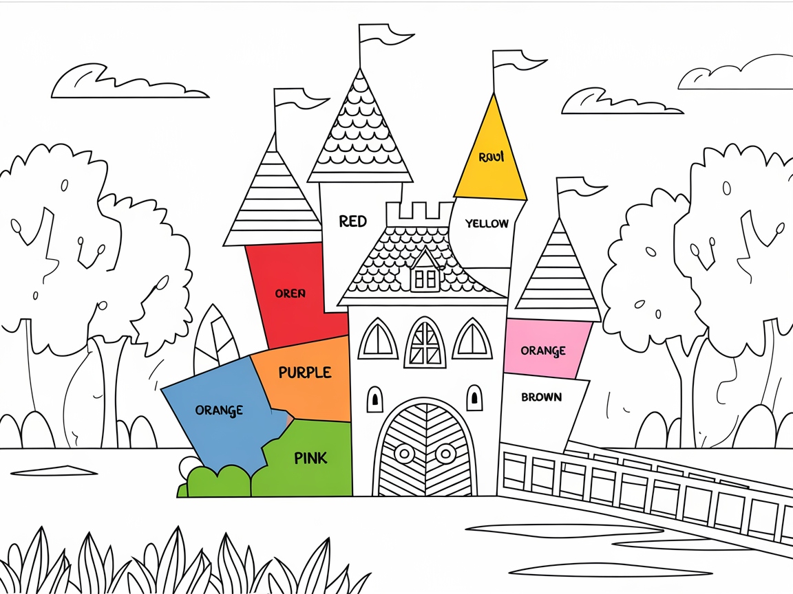 Get Colorful With This Castle-Themed Word Coloring Page