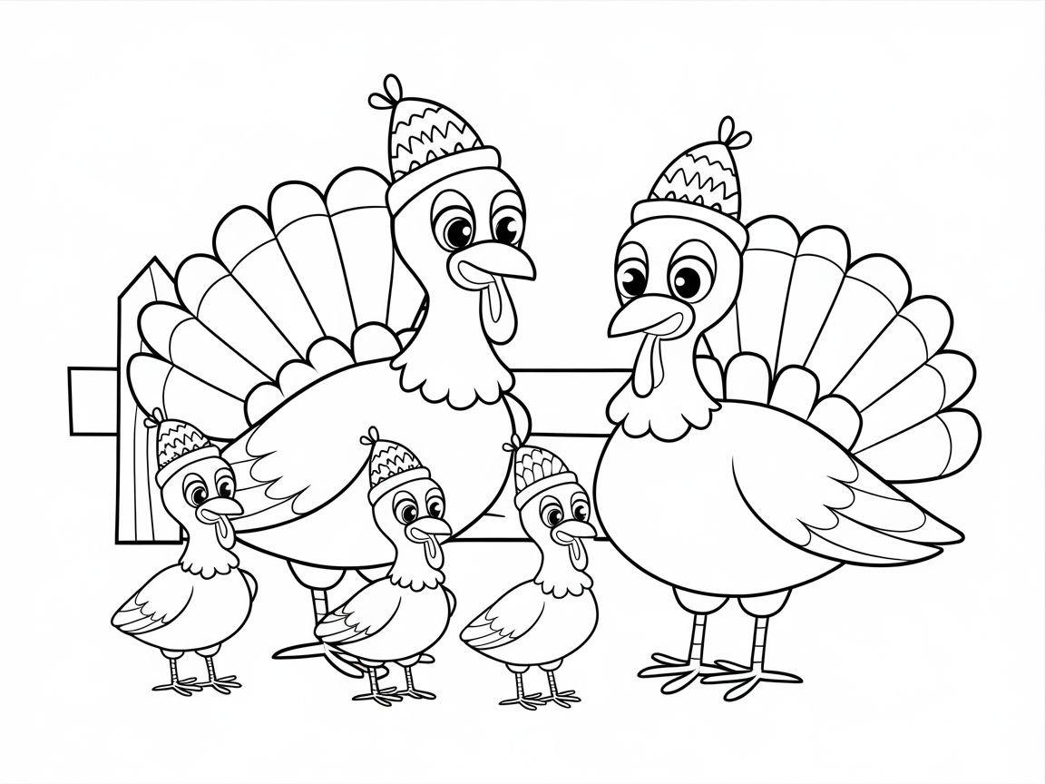 Join the Flock with This Adorable Turkey Family Scene