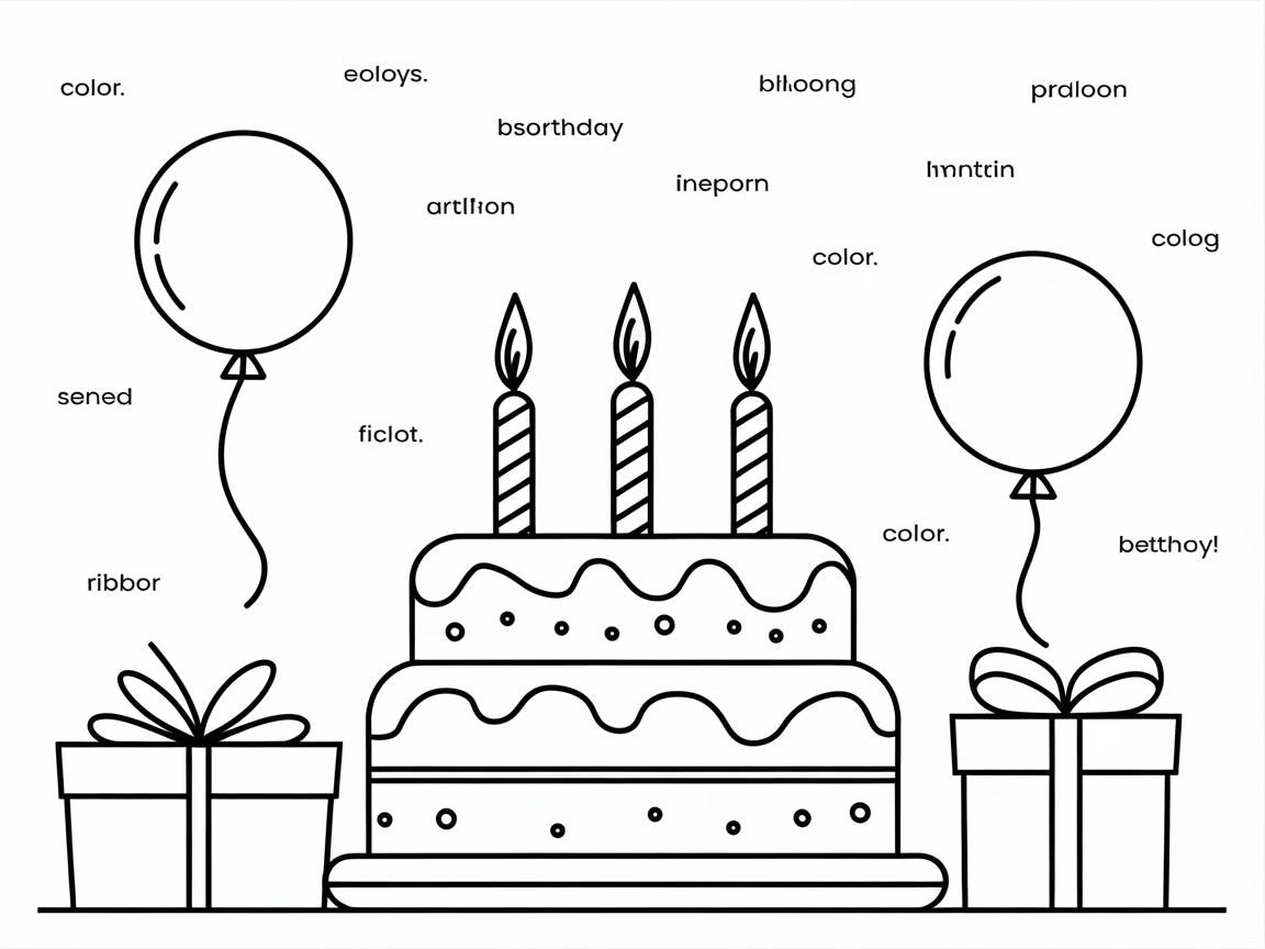 Celebrate With This Festive Birthday Cake Coloring Page