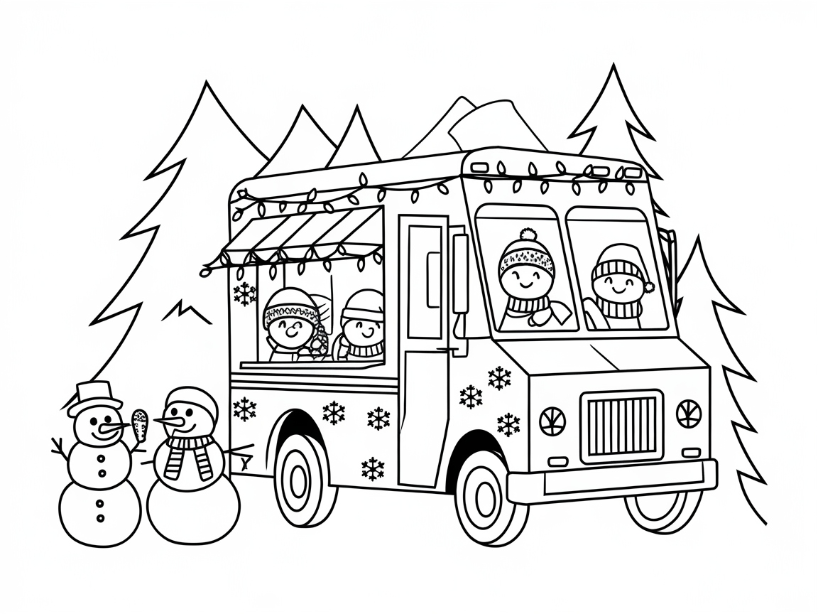 Snowy Delight: Ice Cream Fun with Frosty Friends