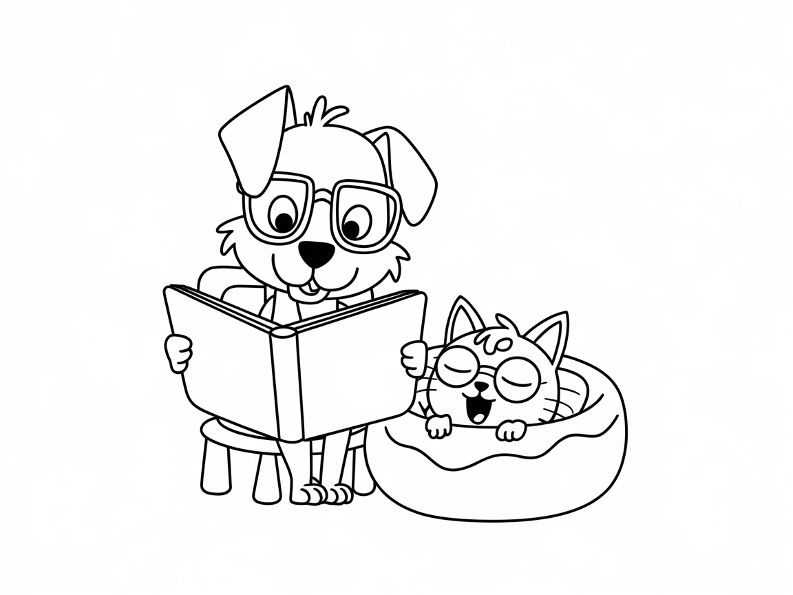 Settle In for a Story with This Cozy Pup and Kitten Scene