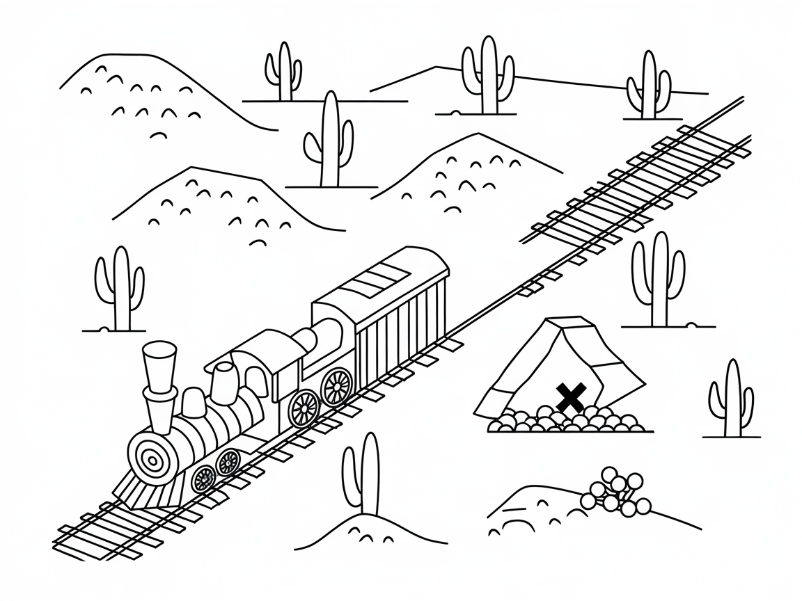 Ride the Rails to Adventure with This Desert Train Scene