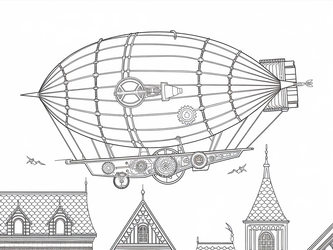 Soar Through Time With This Steampunk Airship Scene
