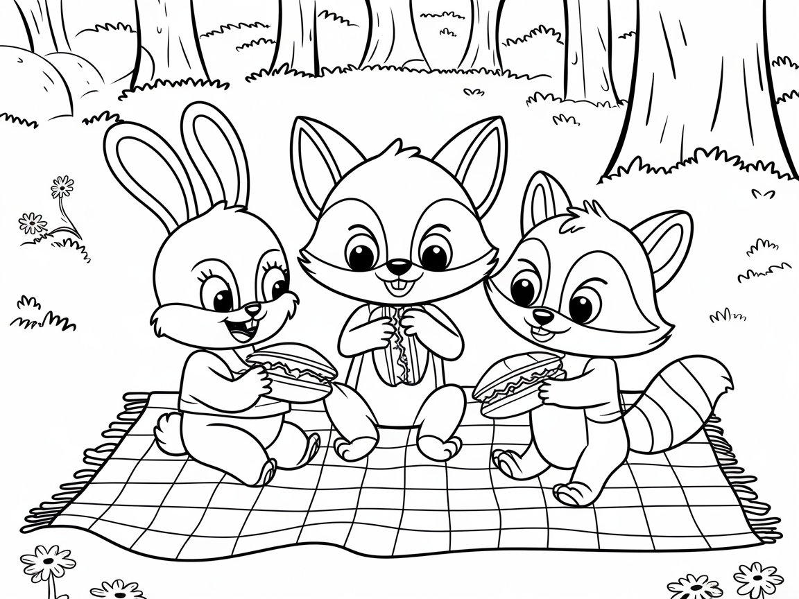 Adorable Picnic Pals in the Forest