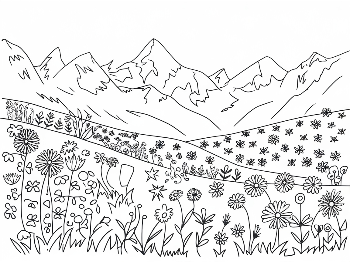 Mountain Meadow Escape: Colorful Alpine Adventure