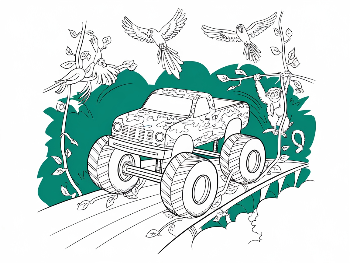 Swing into the Jungle with This Camouflage Monster Truck