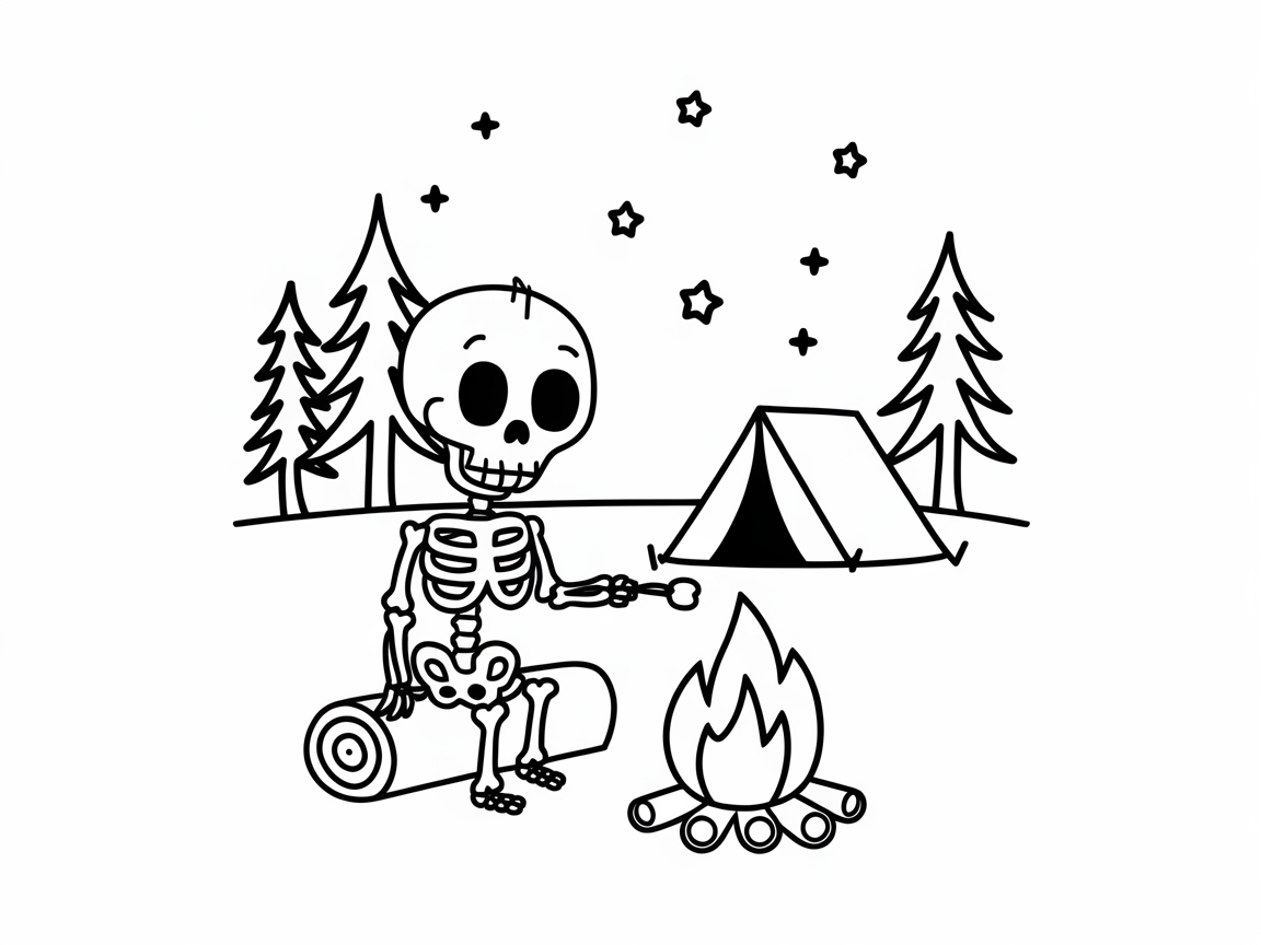 Cozy Up by the Campfire with This Adventurous Skeleton