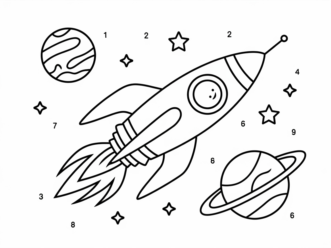 Blast Off Into Outer Space With This Rocket Coloring Page