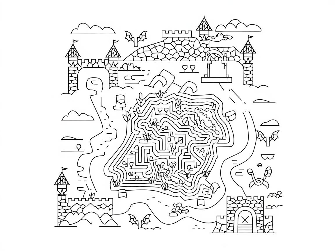 Embark on a Castle Quest with This Intricate Maze Treasure Map