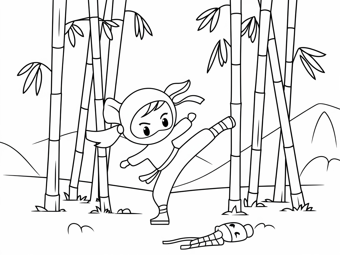Adventurous Ninja in a Bamboo Forest