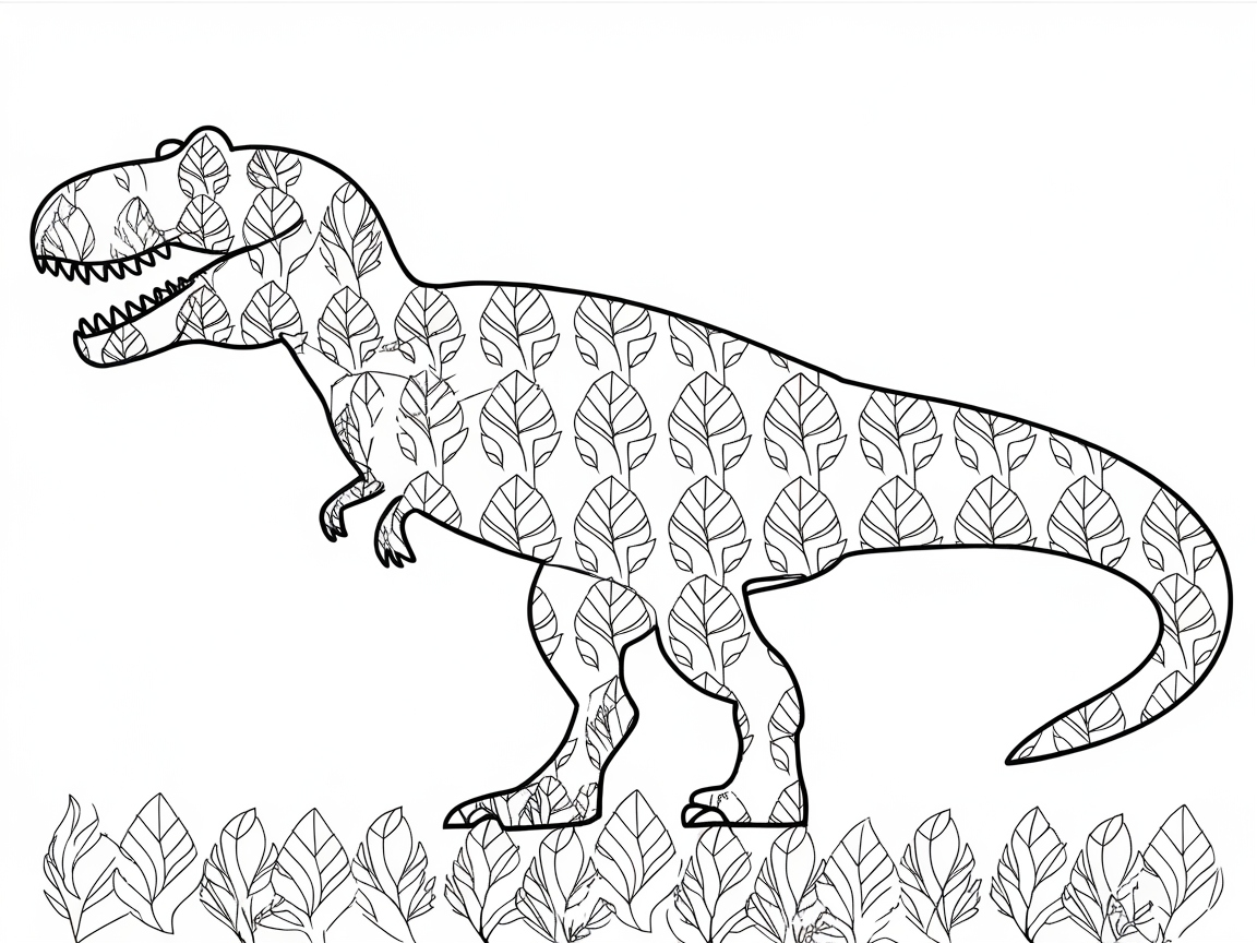 Roar with Creativity on This Leafy Dinosaur Page