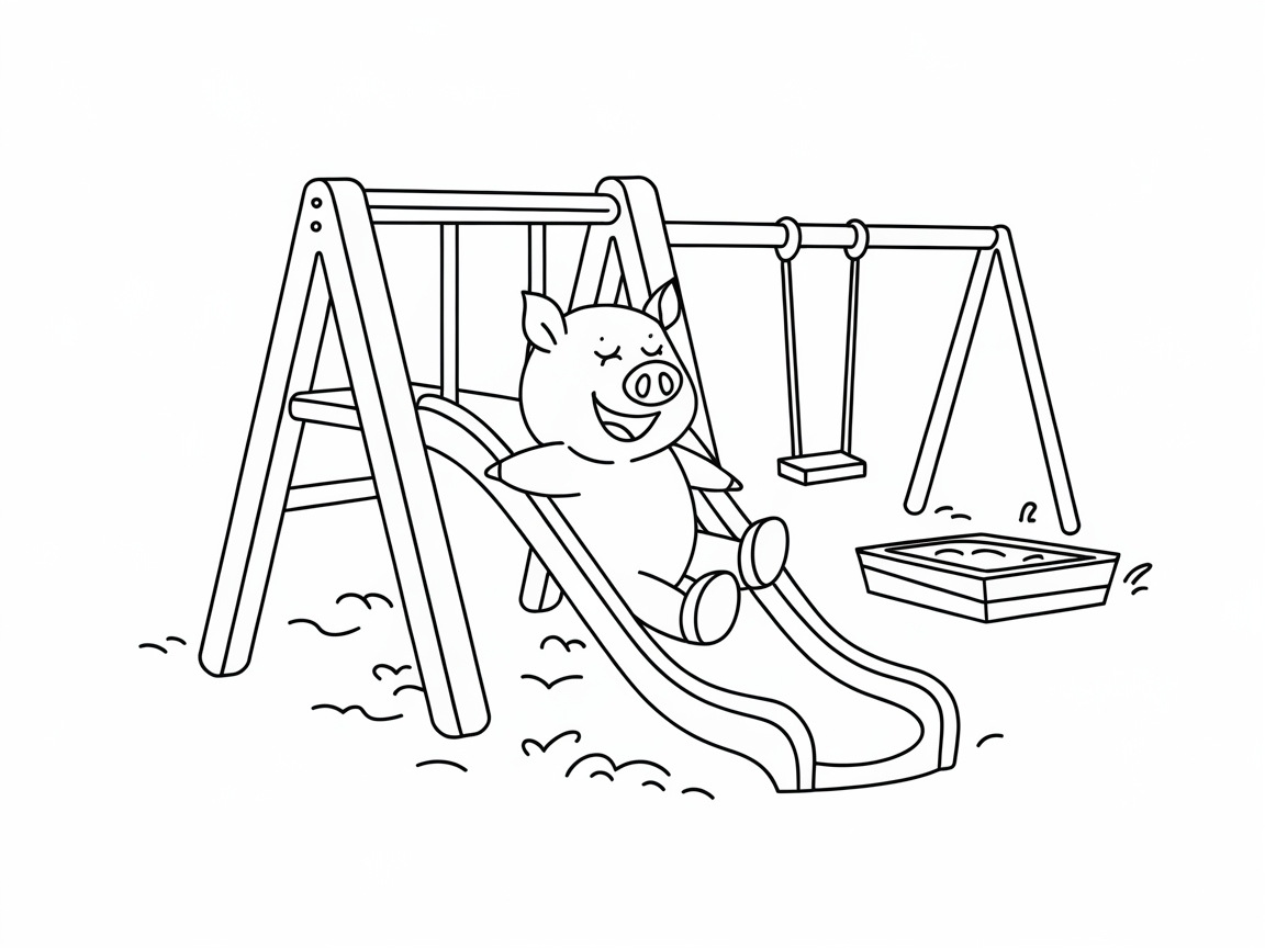 Playground Fun with Piggy on the Slide