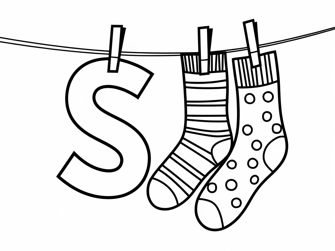 S is for Socks: A Cozy Coloring Page