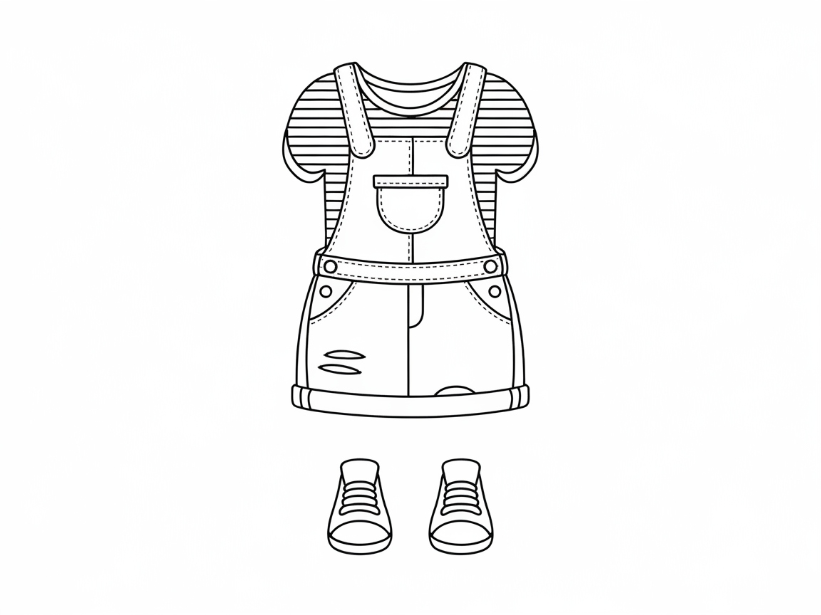 Get Ready for Fun with This Denim Overall Dress Coloring Page