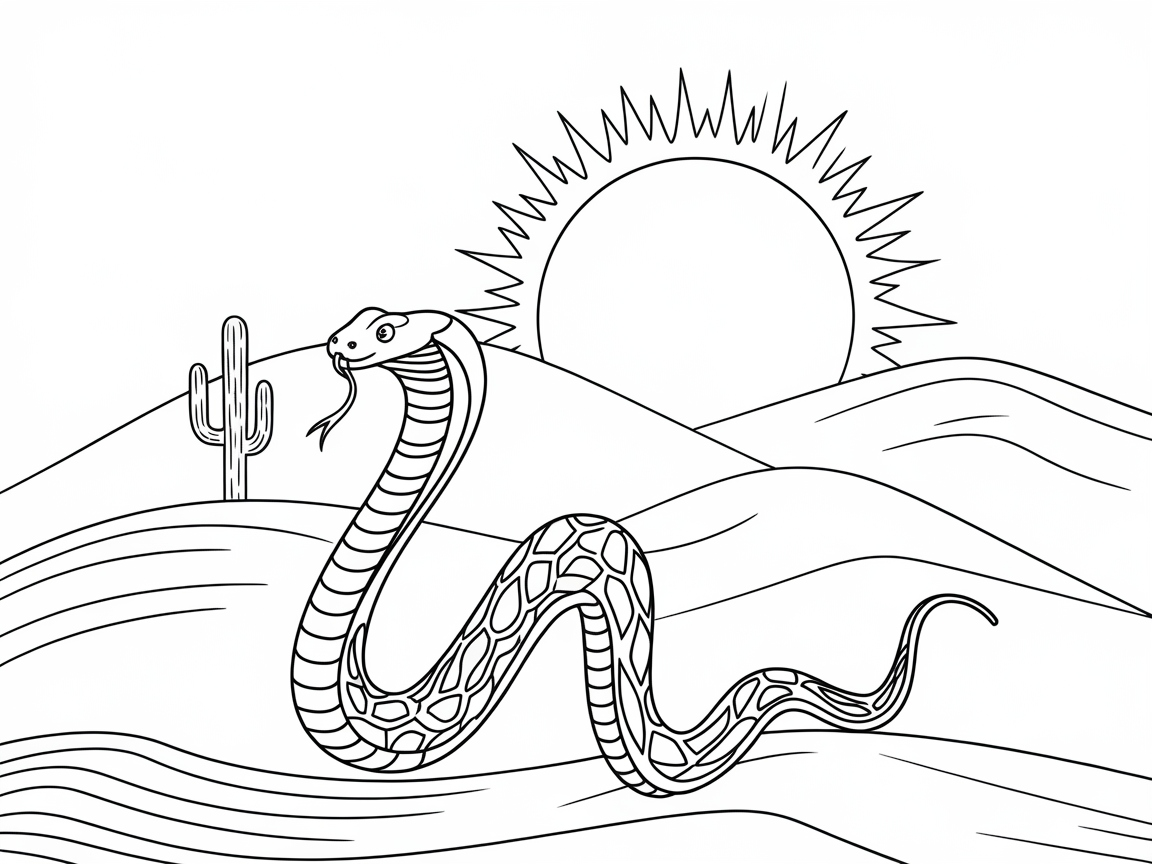 Explore the Desert Vibes with This Cobra Coloring Page