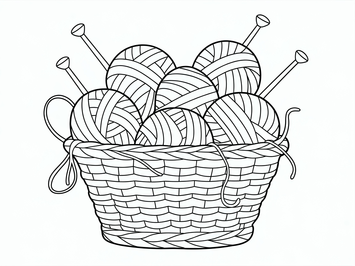 Unwind with This Cozy Yarn Basket Coloring Page