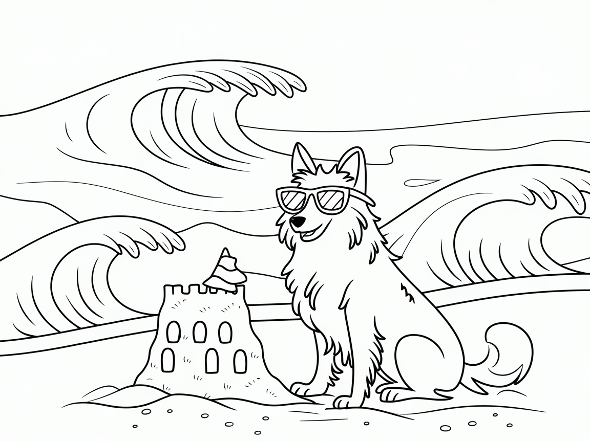 Hit the Beach with This Cool Collie Sandcastle Scene