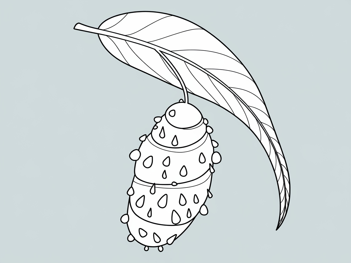 Cocoon Dangling Under a Leafy Canopy