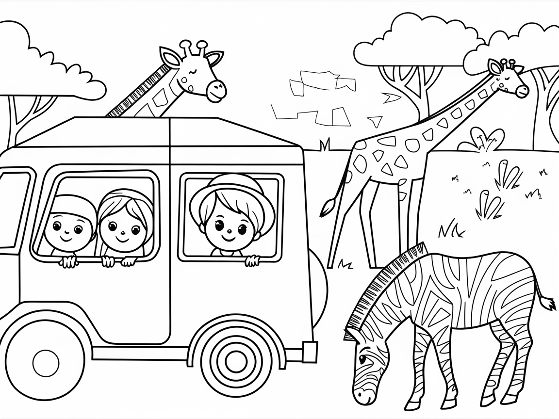 Safari Adventure Awaits in This Exciting Coloring Page