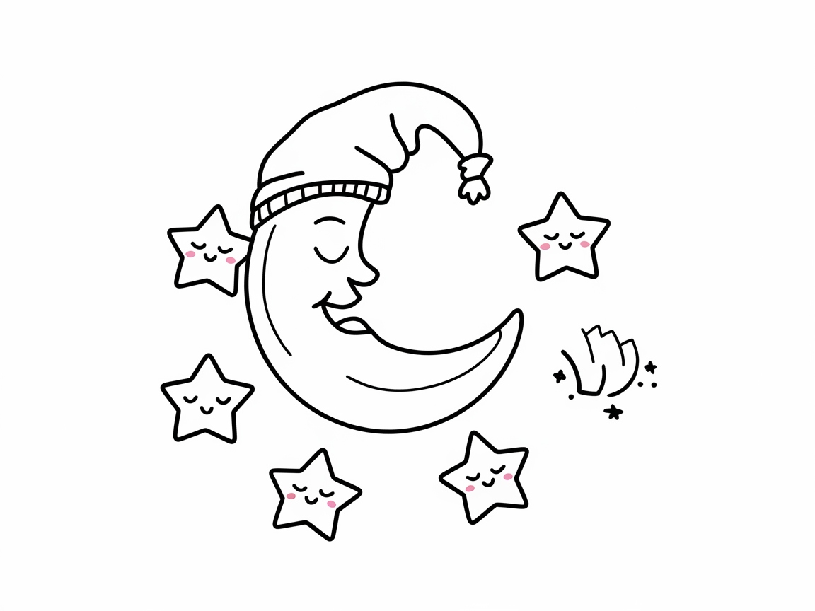 Dreamy Night Sky Coloring Page for Little Ones