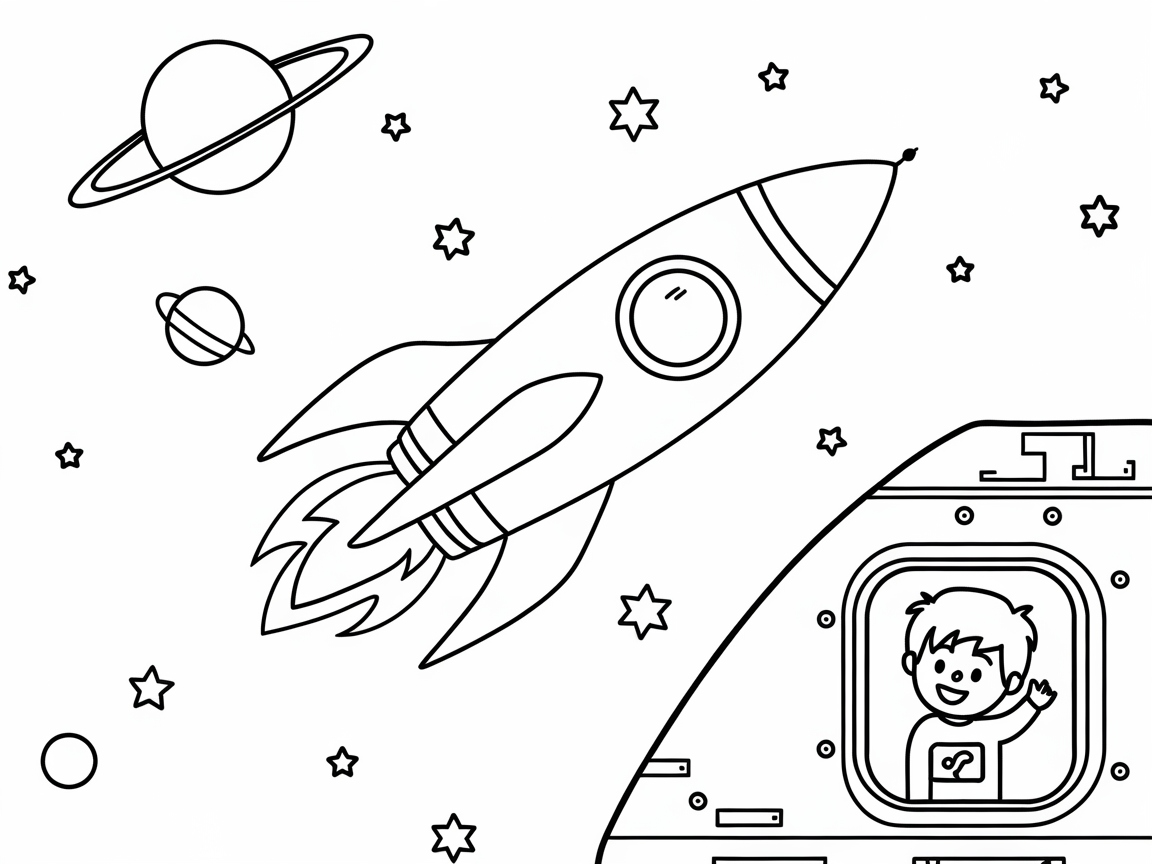 Blast Off into Space with This Fun Rocket Coloring Page