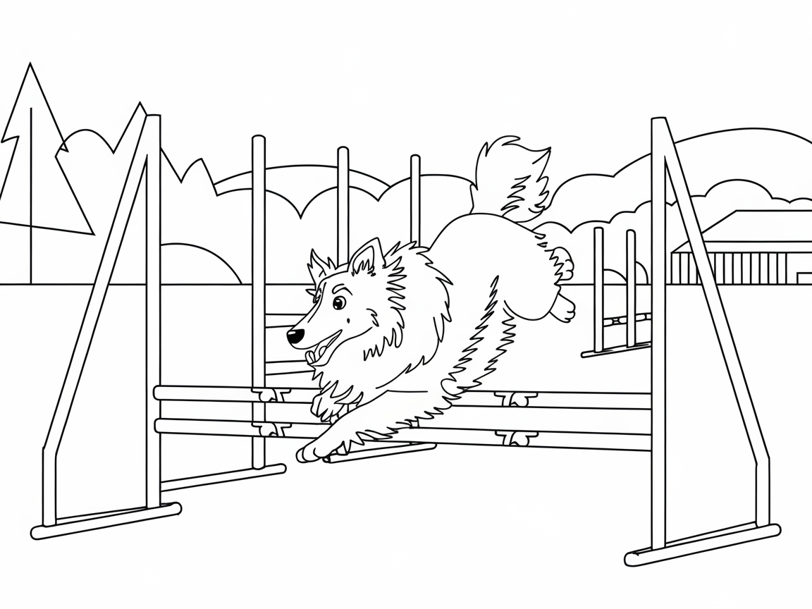 Jump into Fun with This Agility Collie Coloring Page