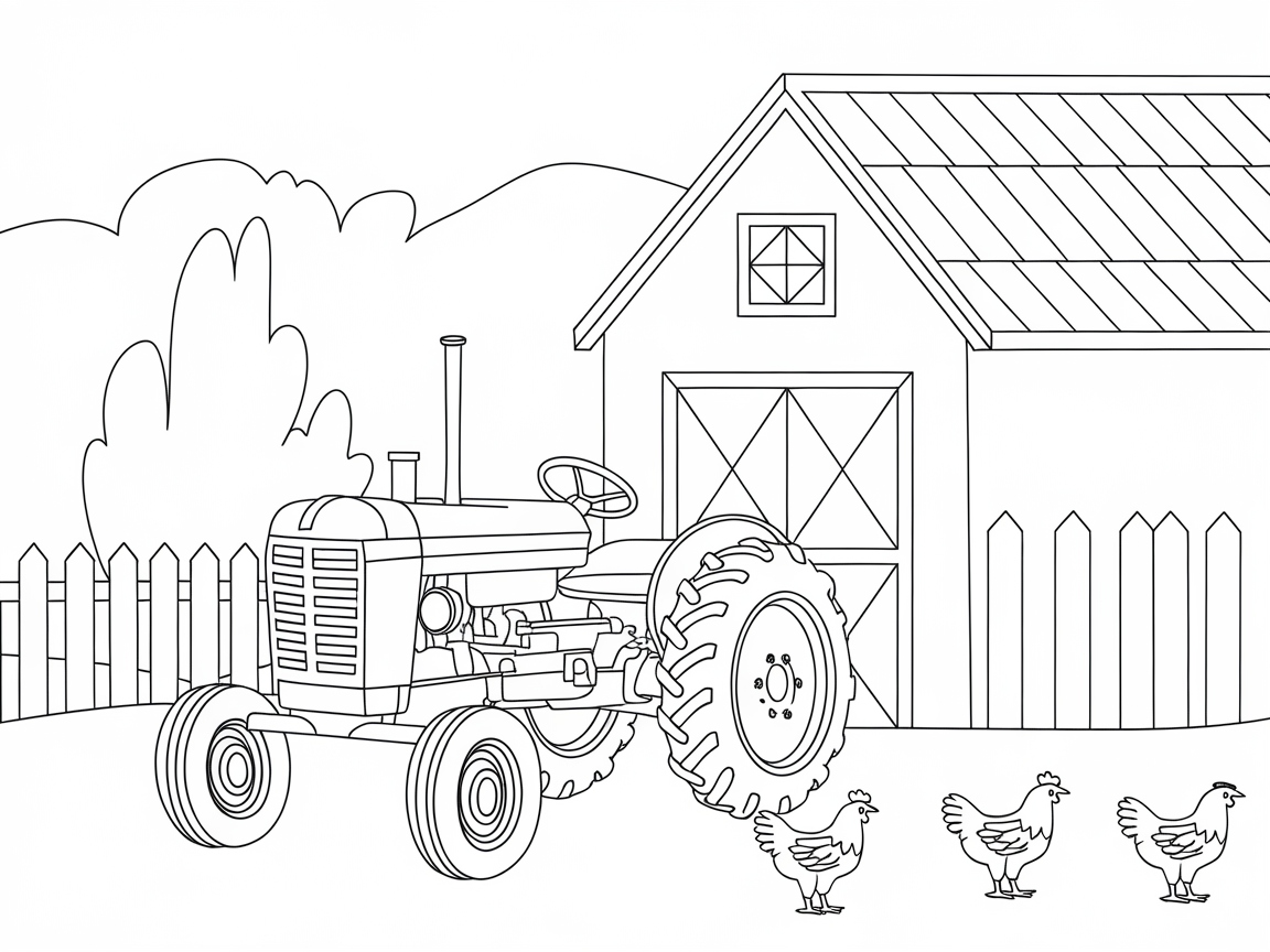 Farm Life Coloring Fun with a Classic Tractor