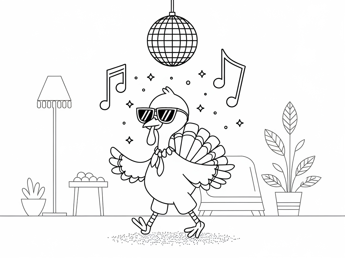 Dance into Thanksgiving with This Funky Turkey Page