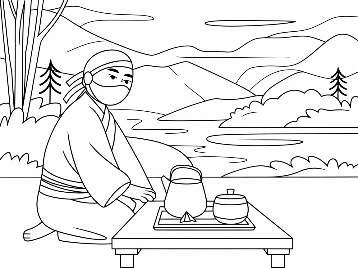 Tranquil Tea Ceremony with a Ninja
