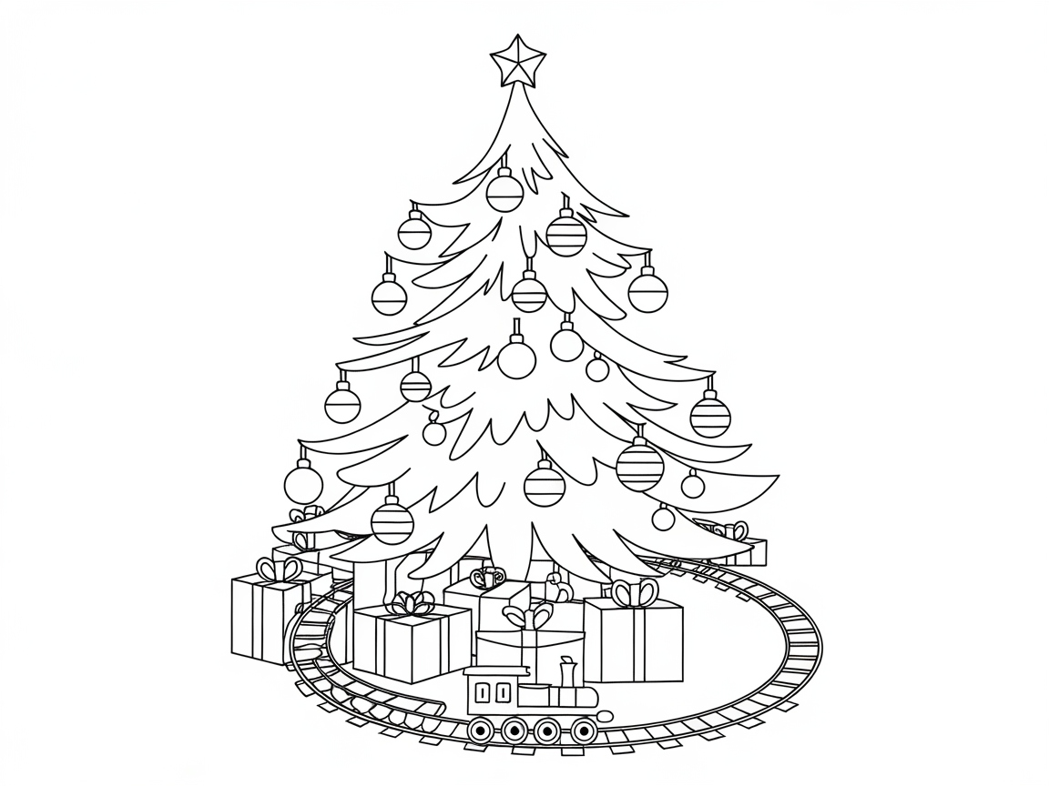 Classic Christmas Tree with Toy Train Magic