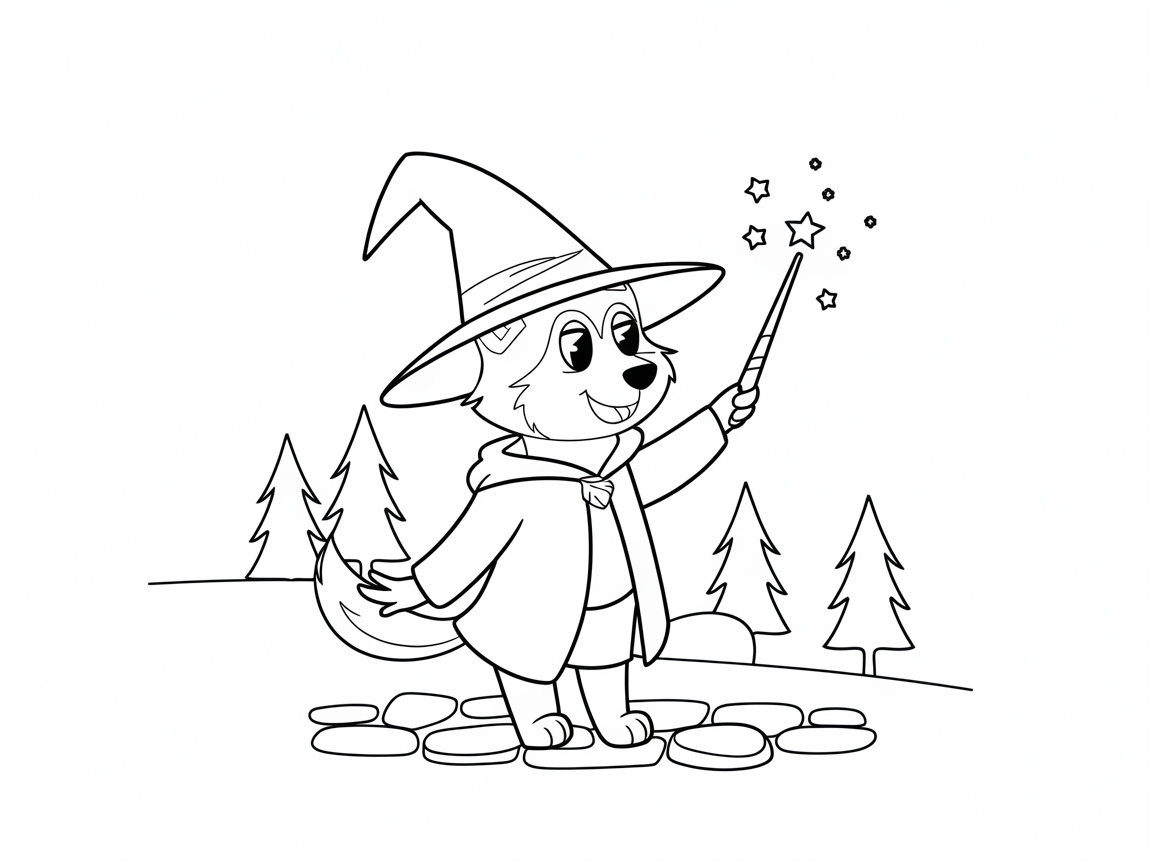 Wizard Husky Casting Spells in the Forest
